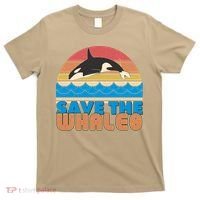 Retro Vintage Save The Whales Leaping Orca Killer Whale T-Shirt thumb 0