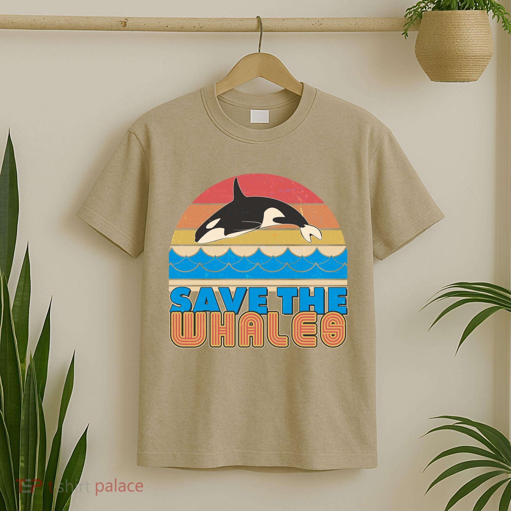 Retro Vintage Save The Whales Leaping Orca Killer Whale T-Shirt