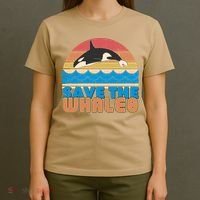 Retro Vintage Save The Whales Leaping Orca Killer Whale T-Shirt thumb 4