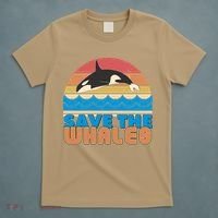 Retro Vintage Save The Whales Leaping Orca Killer Whale T-Shirt thumb 5