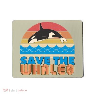 Retro Vintage Save The Whales Leaping Orca Killer Whale Mousepad