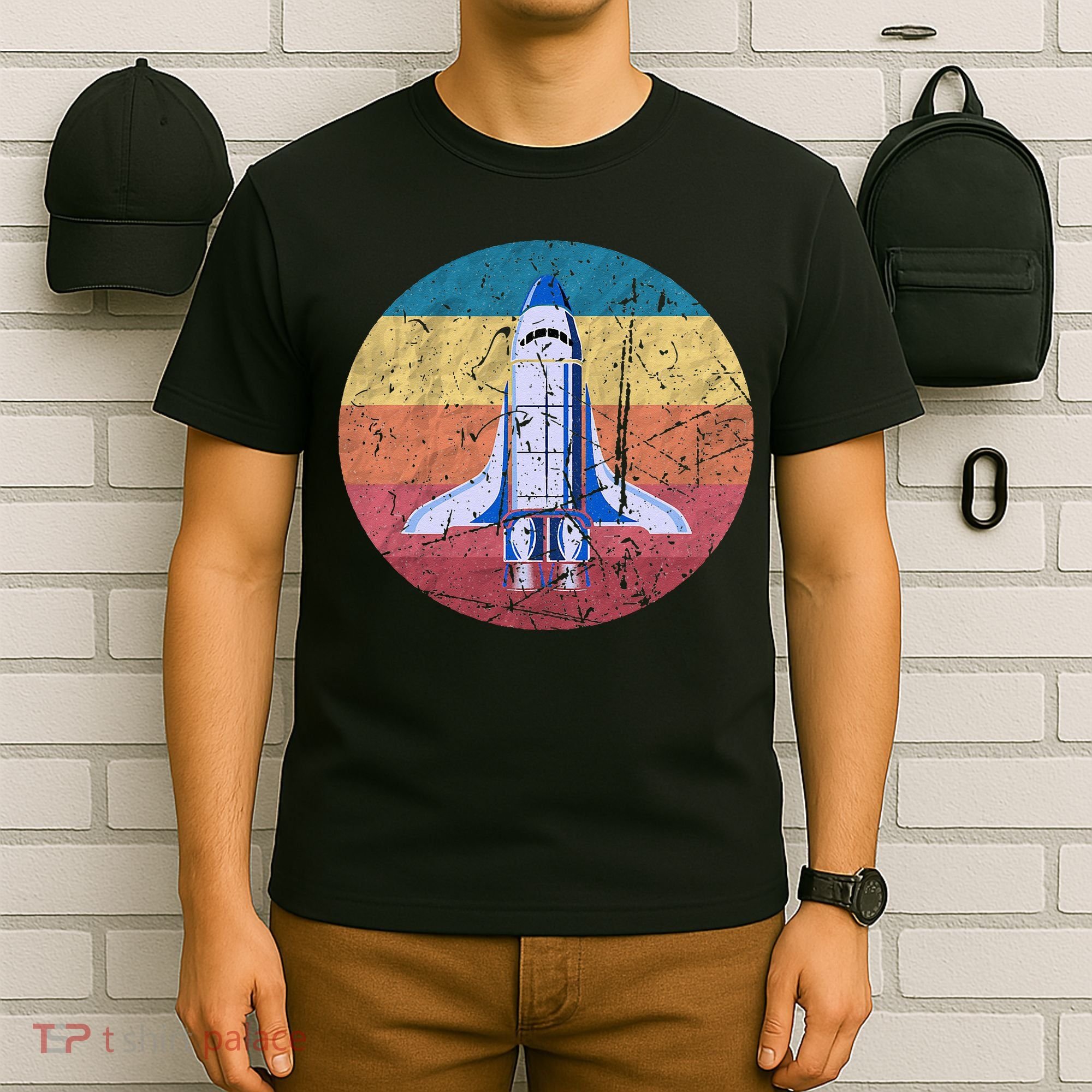 Retro Vintage Space Ship Rocket SciFi T-Shirt