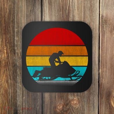 Retro Vintage Snowmobile Coaster