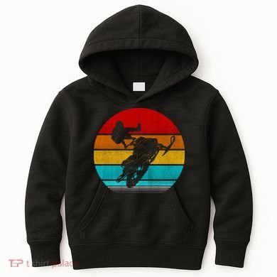 Retro Vintage Snowmobile Kids Hoodie