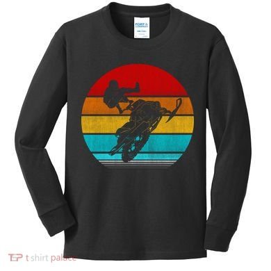 Retro Vintage Snowmobile Kids Long Sleeve Shirt