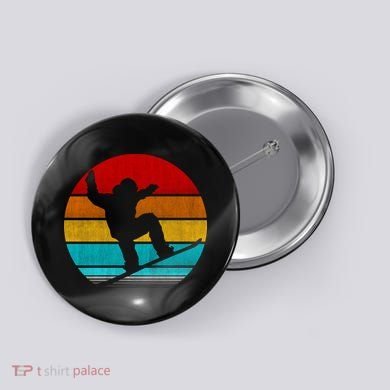 Retro Vintage Snowboarding Button