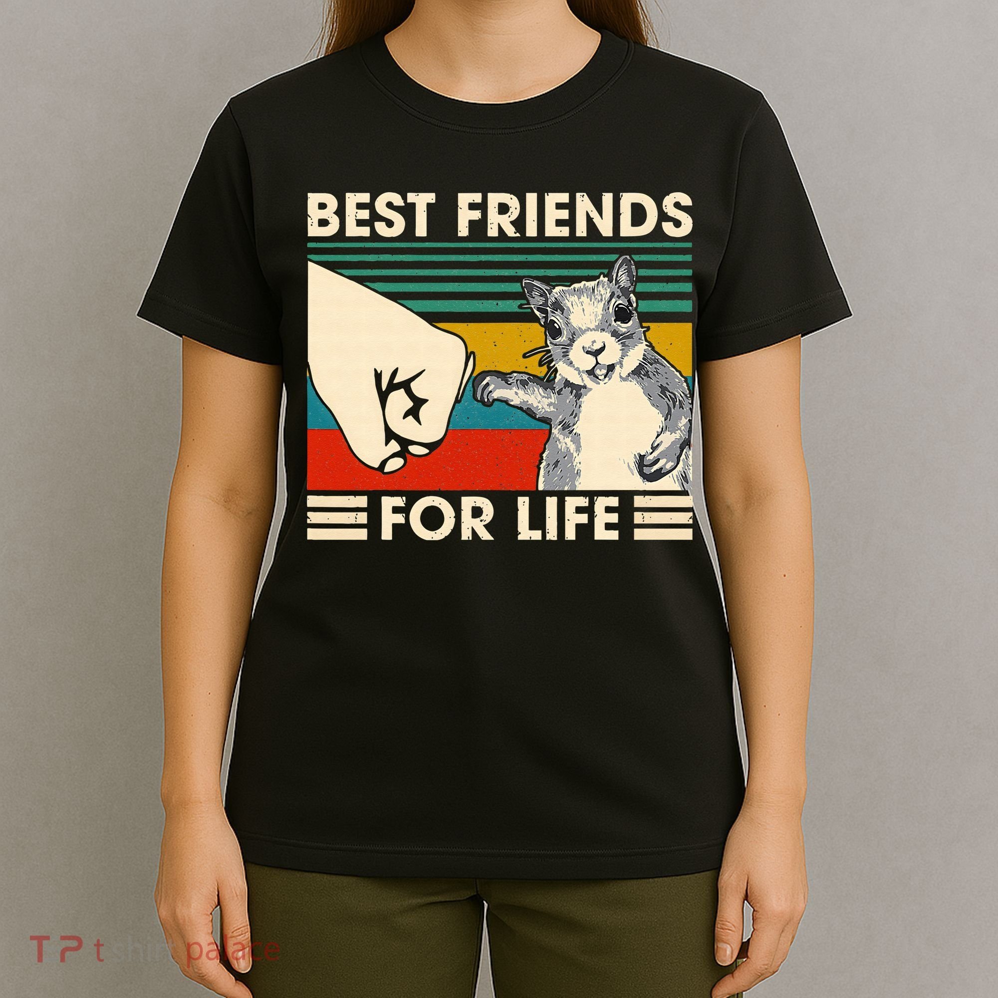 Retro Vintage Squirrel Best Friend For Life Fist Bump T-Shirt