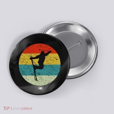 Retro Vintage Skiing Button