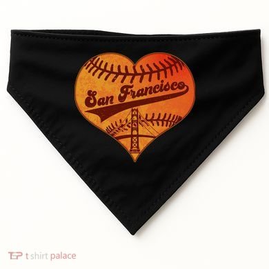 Retro Vintage San Francisco Baseball Heart USA-Made Doggie Bandana