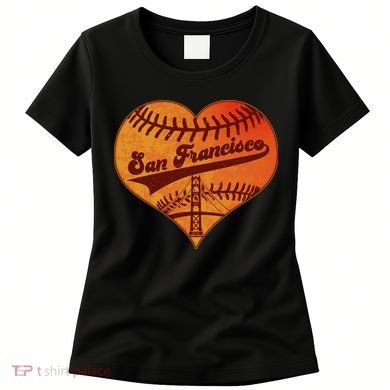 Retro Vintage San Francisco Baseball Heart Women's T-Shirt