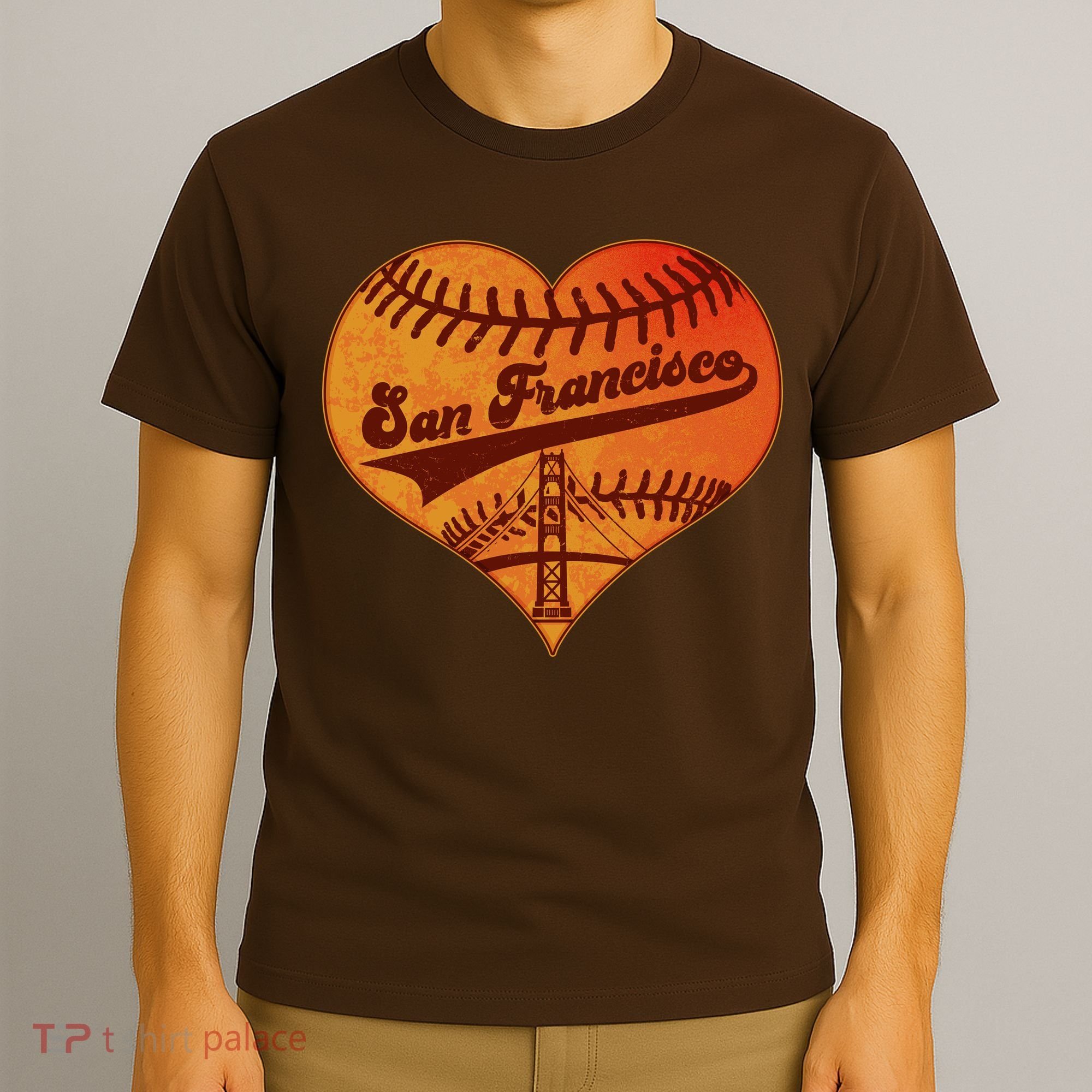 Retro Vintage San Francisco Baseball Heart T-Shirt
