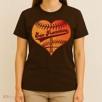 Retro Vintage San Francisco Baseball Heart T-Shirt thumb 4