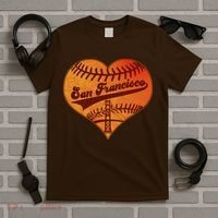 Retro Vintage San Francisco Baseball Heart T-Shirt thumb 5