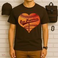 Retro Vintage San Francisco Baseball Heart T-Shirt thumb 6