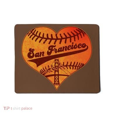 Retro Vintage San Francisco Baseball Heart Mousepad