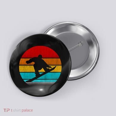 Retro Vintage Snowboard Button