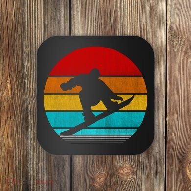 Retro Vintage Snowboard Coaster