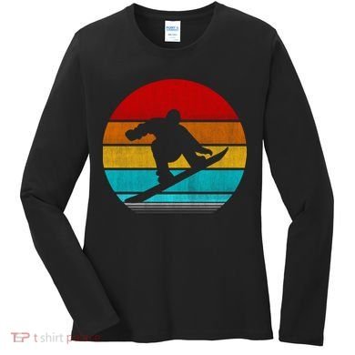 Retro Vintage Snowboard Women's Long Sleeve Shirt