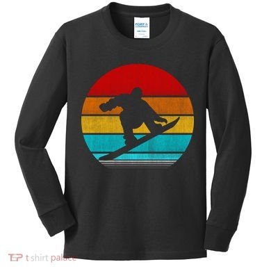 Retro Vintage Snowboard Kids Long Sleeve Shirt
