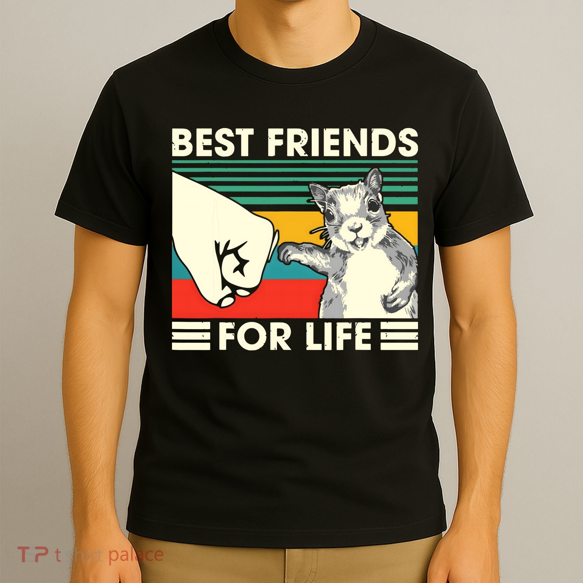 Retro Vintage Squirrel Best Friend For Life Fist Bump T-Shirt
