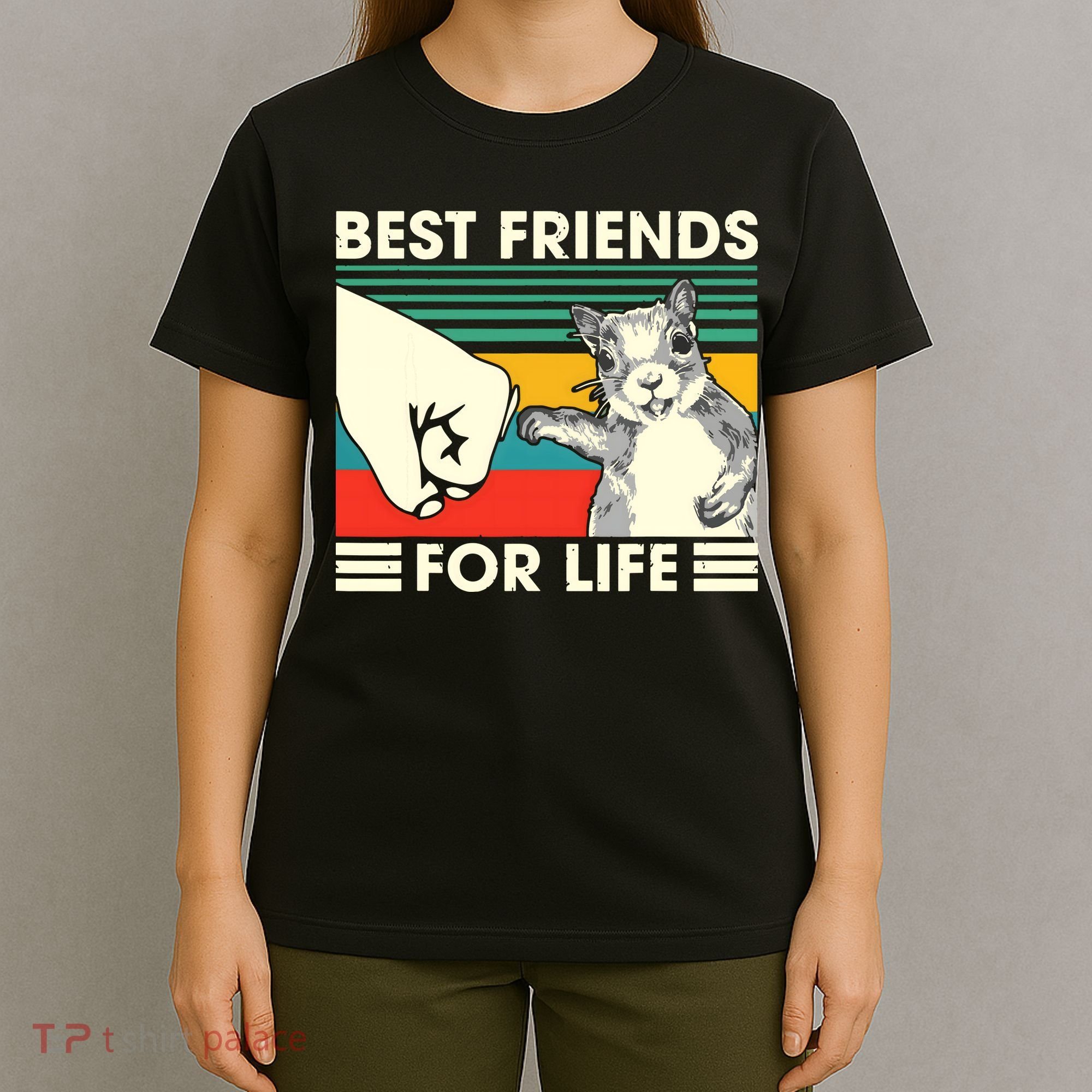 Retro Vintage Squirrel Best Friend For Life Fist Bump T-Shirt