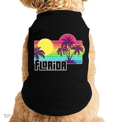 Retro Vintage Sunny Florida Palm Trees Doggie Tank
