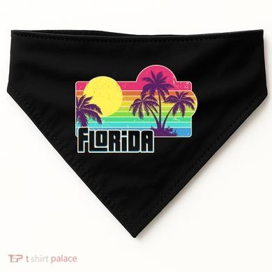 Retro Vintage Sunny Florida Palm Trees USA-Made Doggie Bandana