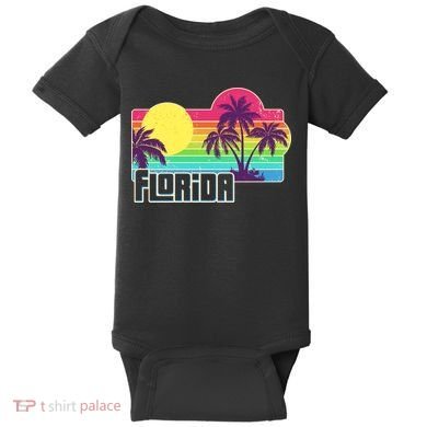 Retro Vintage Sunny Florida Palm Trees Baby Bodysuit