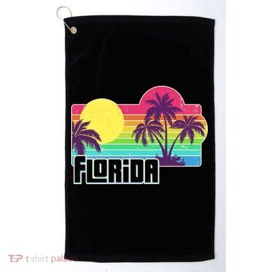 Retro Vintage Sunny Florida Palm Trees Golf Towel