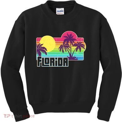 Retro Vintage Sunny Florida Palm Trees Kids Sweatshirt