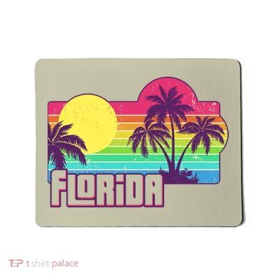 Retro Vintage Sunny Florida Palm Trees Mousepad