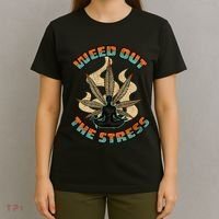 Retro Vintage Style 420 Weed Out The Stress Marijuana Stoner T-Shirt thumb 4