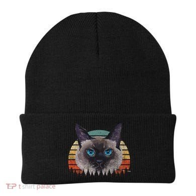 Retro Vintage Siamese Cat Lover 70s Design Cool Gift Beanie