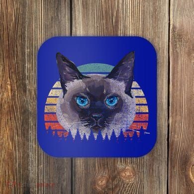 Retro Vintage Siamese Cat Lover 70s Design Cool Gift Coaster
