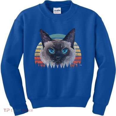Retro Vintage Siamese Cat Lover 70s Design Cool Gift Kids Sweatshirt