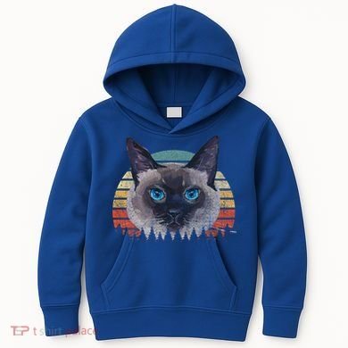 Retro Vintage Siamese Cat Lover 70s Design Cool Gift Kids Hoodie