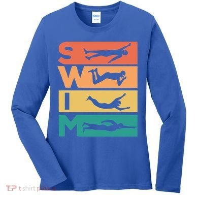 Retro Vintage Swimming Gift For Swimmers Cool Gift Women's Long Sleeve Shirt