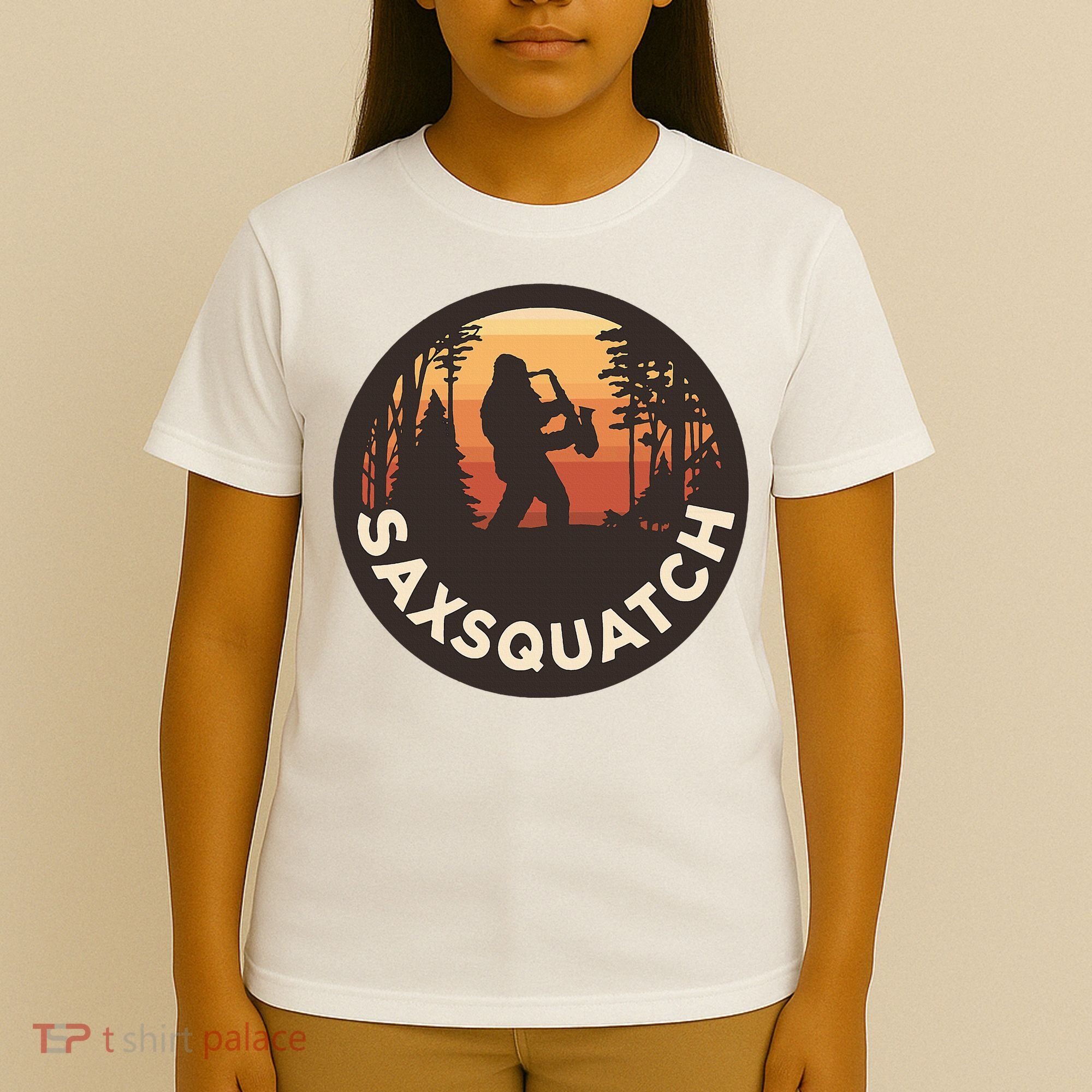Retro Vintage Saxsquatch Yeti Bigfoot Playing Saxophone T-Shirt