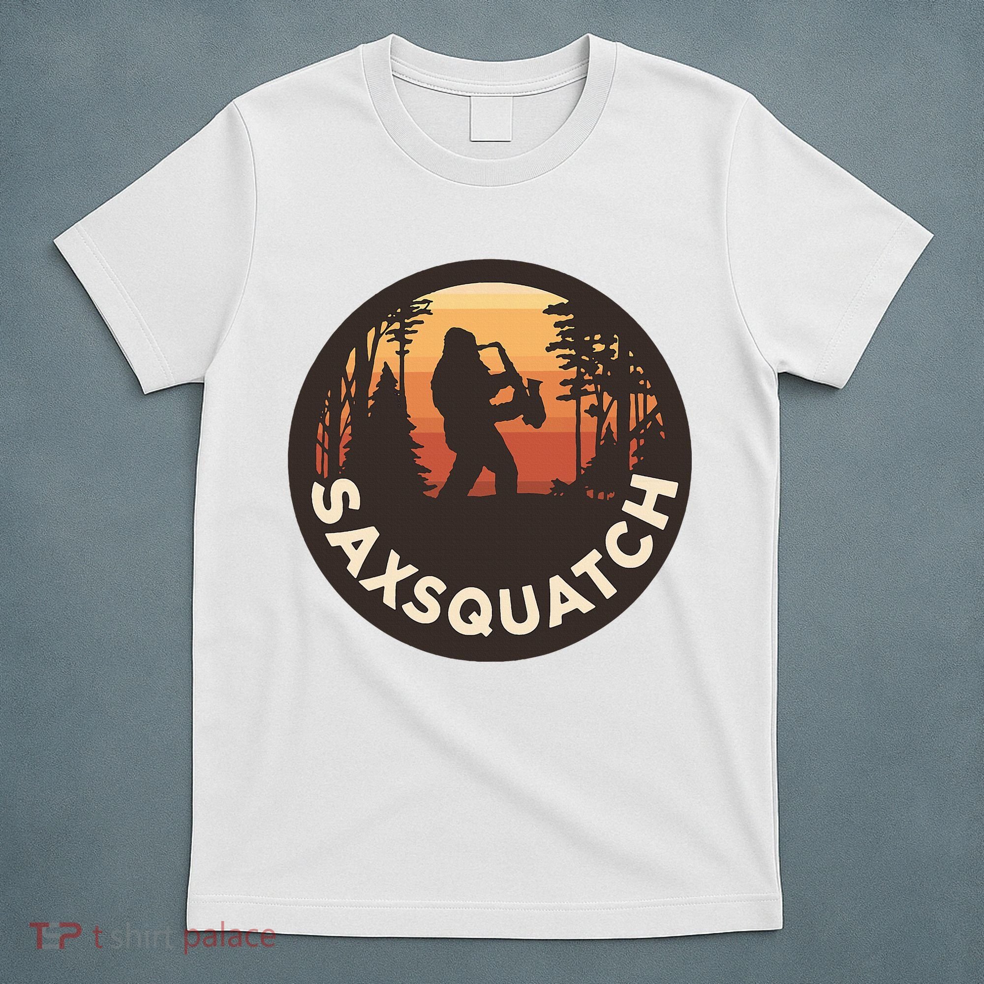 Retro Vintage Saxsquatch Yeti Bigfoot Playing Saxophone T-Shirt