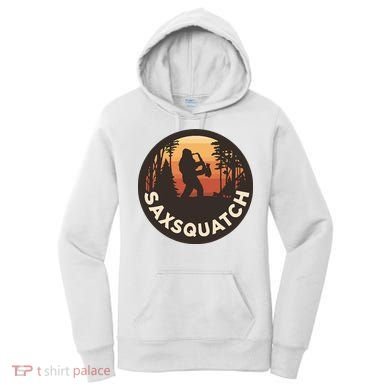 Retro Vintage Saxsquatch Yeti Bigfoot Playing Saxophone Women's Hoodie