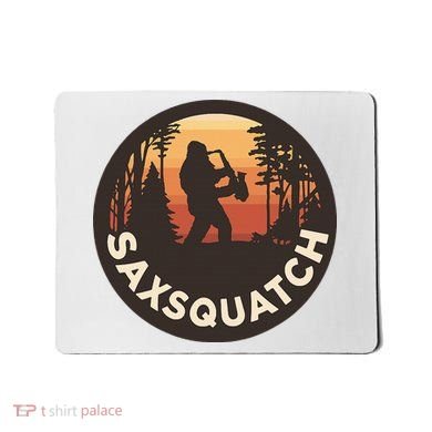 Retro Vintage Saxsquatch Yeti Bigfoot Playing Saxophone Mousepad