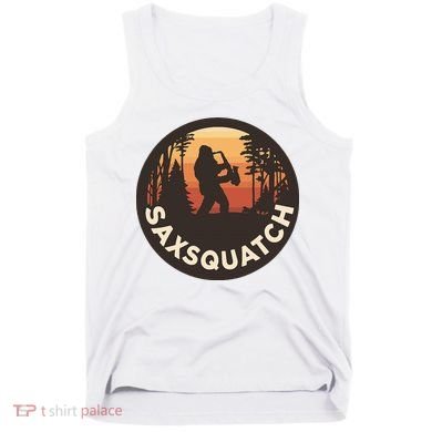 Retro Vintage Saxsquatch Yeti Bigfoot Playing Saxophone Tank Top