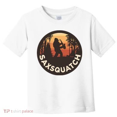 Retro Vintage Saxsquatch Yeti Bigfoot Playing Saxophone Toddler T-Shirt