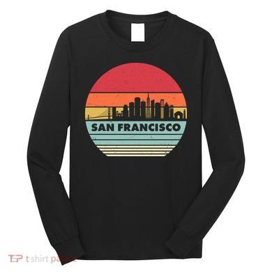 Retro Vintage San Francisco Skyline Emblem Long Sleeve Shirt