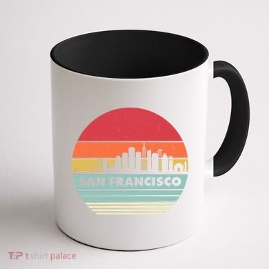 Retro Vintage San Francisco Skyline Emblem Coffee Mug back
