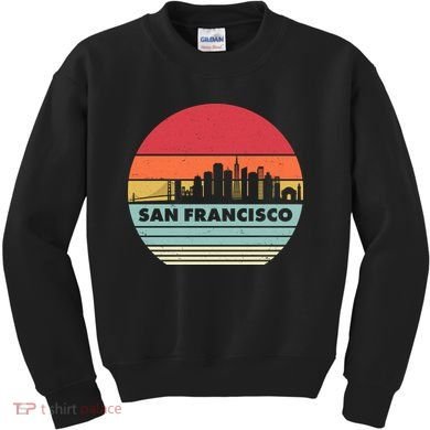 Retro Vintage San Francisco Skyline Emblem Kids Sweatshirt
