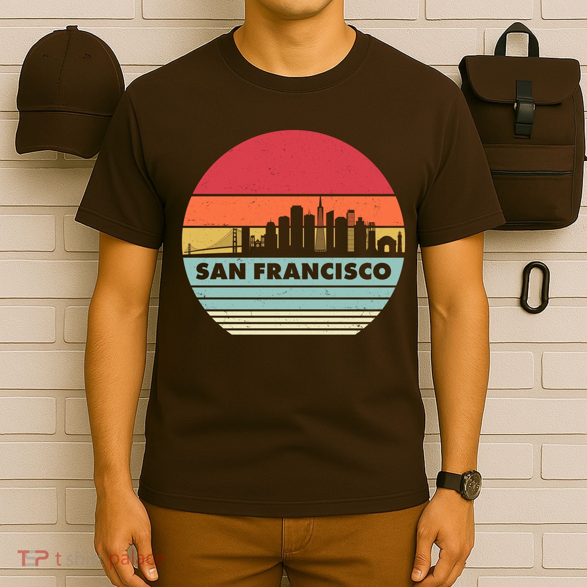 Retro Vintage San Francisco Skyline Emblem T-Shirt