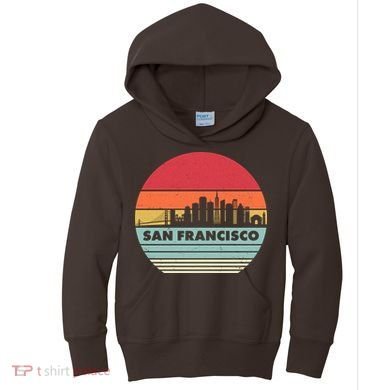 Retro Vintage San Francisco Skyline Emblem Kids Hoodie