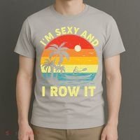 Retro Vintage Sunset I'm Sexy And I Row It Canoe Kayaking  T-Shirt thumb 3