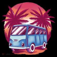 Retro Van Sunset Beach Backpack thumb 2